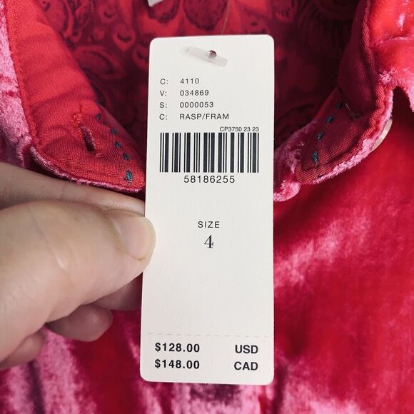 Pilcro Mara Crushed Velvet Relaxed Button Up Shirt Womens Size 4 NWT $128 - Picture 10 of 16